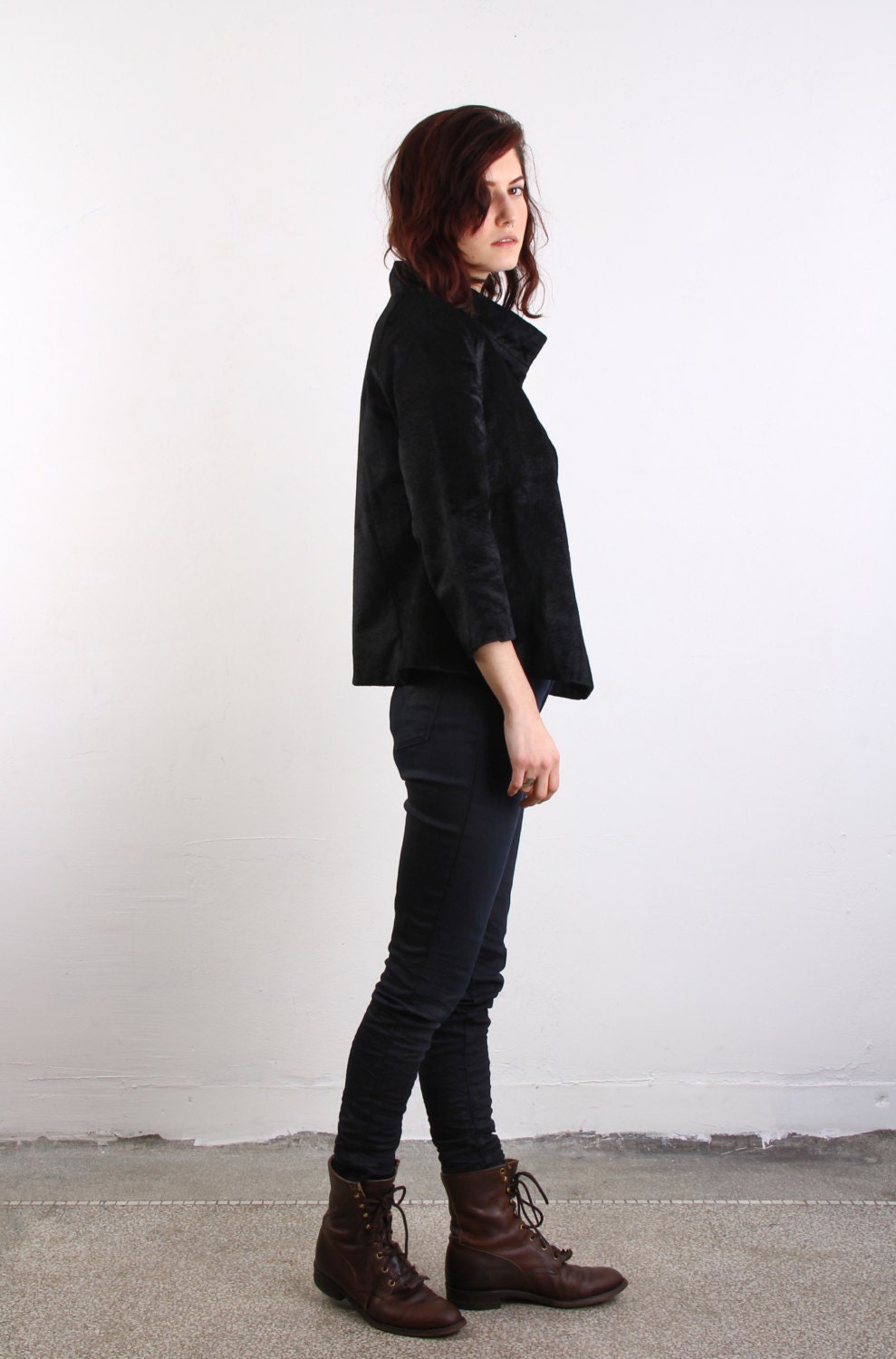 1950s Jacket by WINTER . Black Velvet