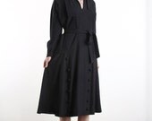 Antique Dress . Black Wool Gown . 1900s
