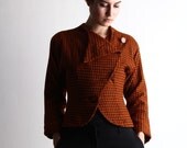Vintage Blazer . Tailored Cut . Wool Plaid . POINTED COLLAR
