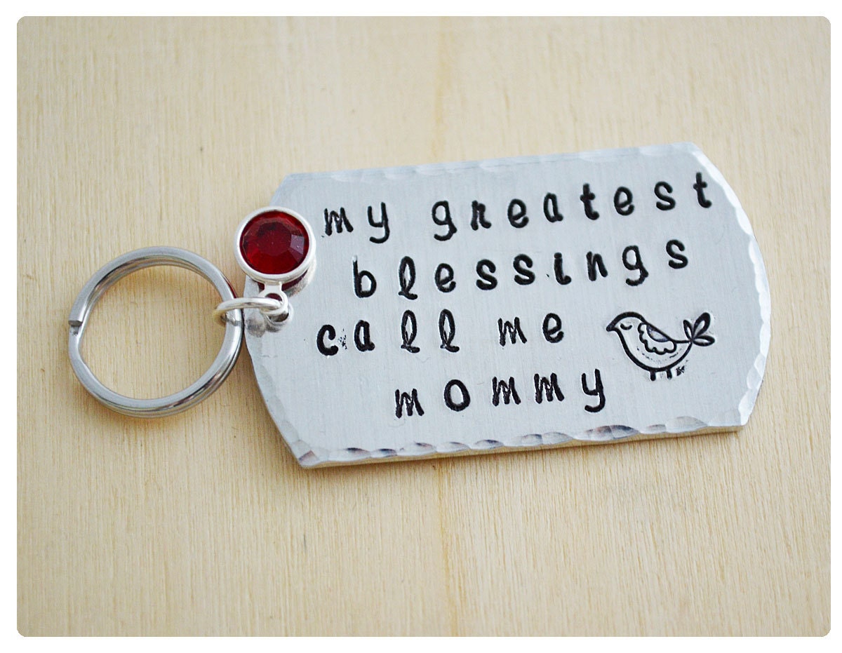 Dog Tag Keychain - My Greatest Blessings Call Me Mommy - Mom Keyring - Grandma Keyring - Aluminum Personalized - Customized Keychain