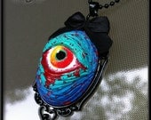 Blue Zombie Eye Necklace // Zombie Necklace // Evil Eye // Gothic Jewelry // Zombie Jewelry
