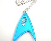 Star Trek Blue Geek Lasercut Earrings Sci Fi Jewelry, Next Generation Accessory, Spock Costume, Science Officer, Into Darkness Inspired