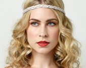 Bridal headpiece, Pure silk braided headband Boho