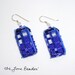 Blue Beaded British Police Box sterling silver dangly earrings (Made to Order)