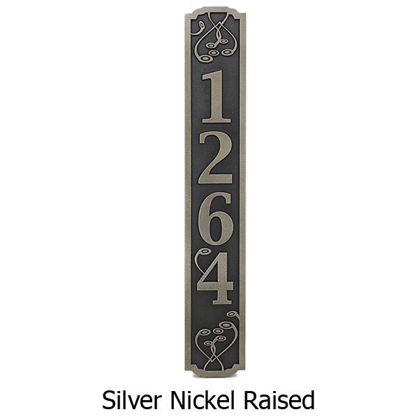Swirls On the Vertical Address Plaque House Numbers 4x24 inches made in the USA - Four numbers