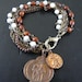 Cream and Cinnamon Rosary Bracelet with Saint Christopher Medallions