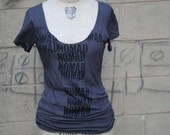 Studio SALE Women's T-Shirt/NOMAD  Print Tee Shirt/Spring Tops/Women's Edgy T-Shirts/Gray T-Shirts