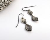 Sterling Silver Diamond Earrings, Riveted Jewelry, Geometric Fashion