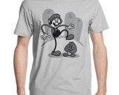 Mario Videogame Shirt, Vintage Nintendo Mustache TShirt, Funny Goomba Tee, Silver American Apparel, S M L XL XXL