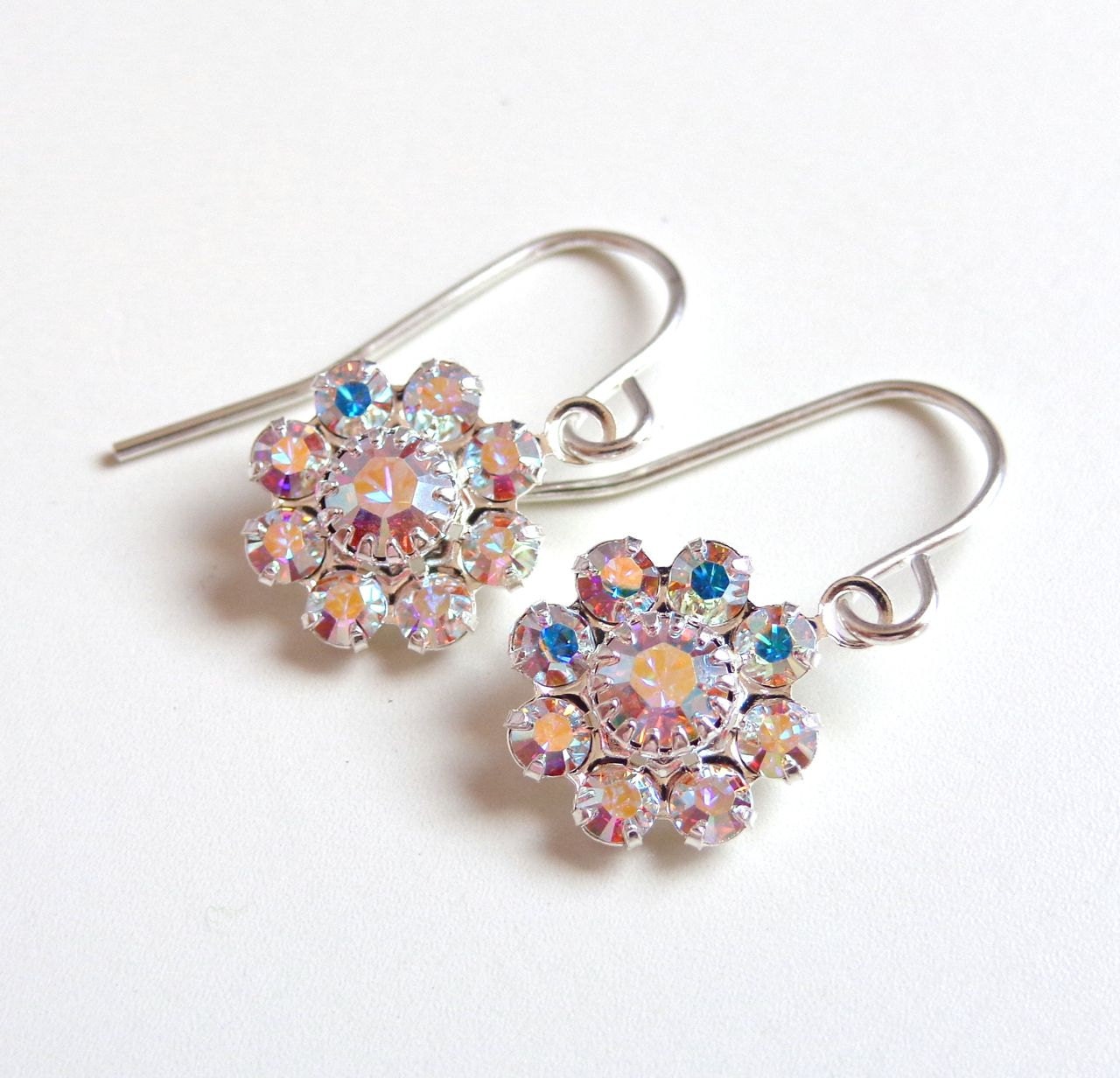 Dainty Daisy Swarovski Crystal Earring in Clear AB - Bridesmaid Jewelry