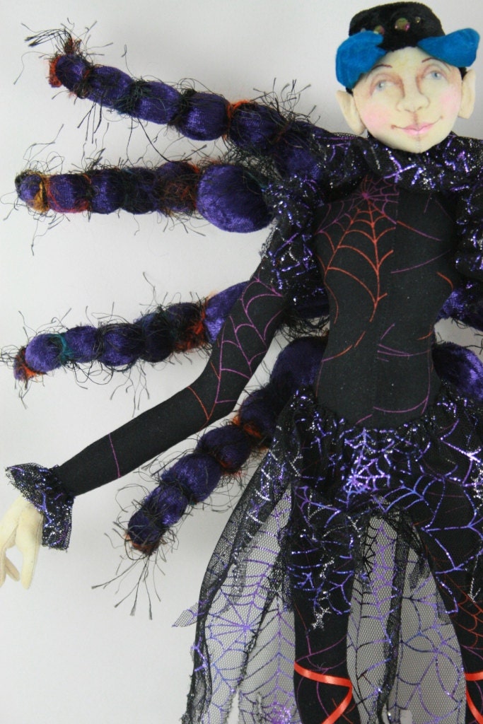 Cloth Art Doll - Spider Sprite OOAK Artist Made Soft Sculpture Doll
