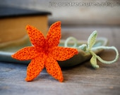 Crochet Flower Bookmark Handmade Orange Lily Flower