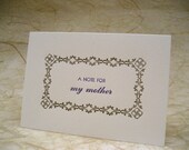 Mother's Day Card, A Note for My Mother, letterpress printed