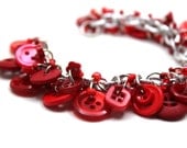 Button Charm Bracelet - Red by randomcreative on Etsy