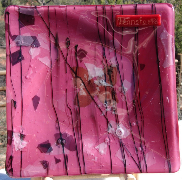 Transform - Pink Fused Glass Intention Plate