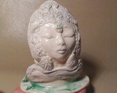 Little Handmade Porcelain Quan Yin or White Tara Votive Candle Holder or Incense Burner