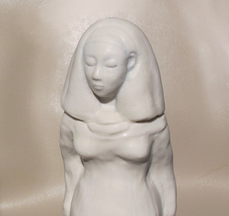 Ceramic White Isis Statue- Egyptian Figurative Art Decor