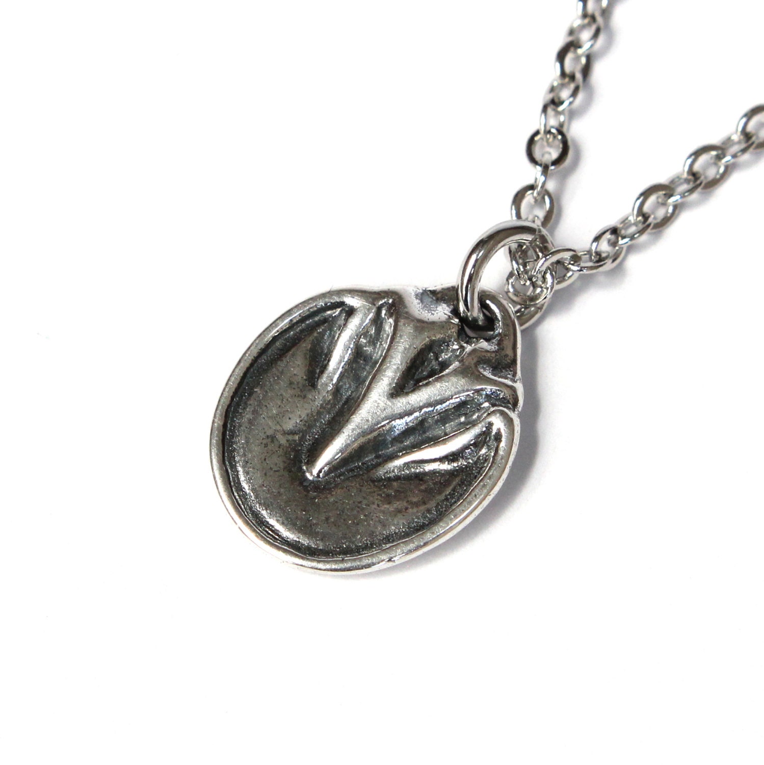 Silver Barefoot Horse Hoof Necklace in Solid White Bronze with Sterling Overlay