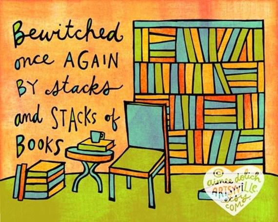 Bewitched by Books (8x10 doodle print)