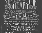 Teach Them Diligently - Chalkboard Bible Verse Art Print - 8x10