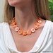 Nectarine Orange and White Pearl Necklace, Modern White Pearls Geometric Spring Trend, Bold Bright StatementJewelry
