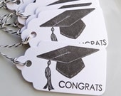 Graduation Tags Congrats Grad Cap - Set of 8 - Custom Colors Available - Graduation Party Favor Tags Il_170x135