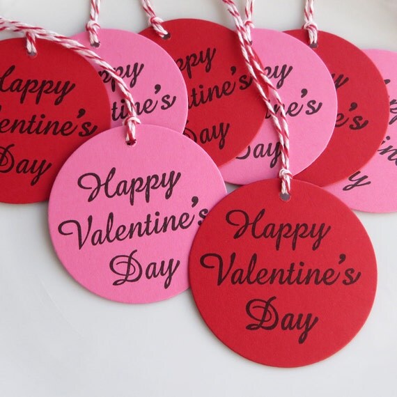 Happy Valentine's Day Tags - Set of 8 - Custom Colors Available - Valentine's Day Party Tags Valentine Gift Wrap Il_570xn