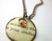 Book page necklace, literary necklace, Book page pendant