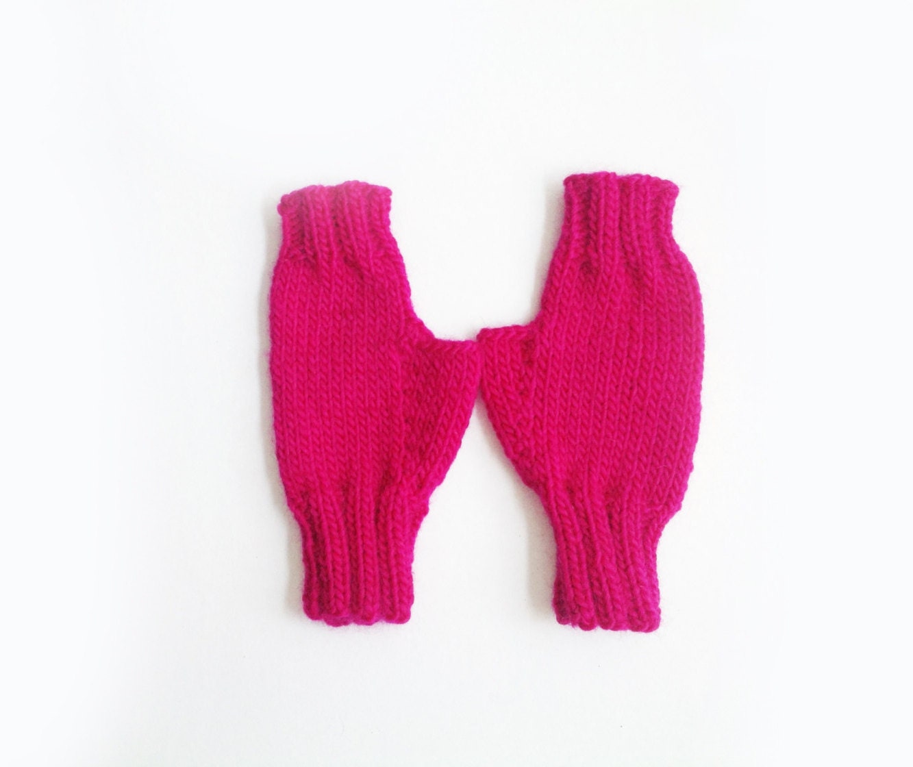 Hot Pink/Purple Hand Knit Fingerless Gloves,  Ready to Ship