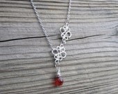 Ruby Red Necklace. Wire Wrapped Ruby.