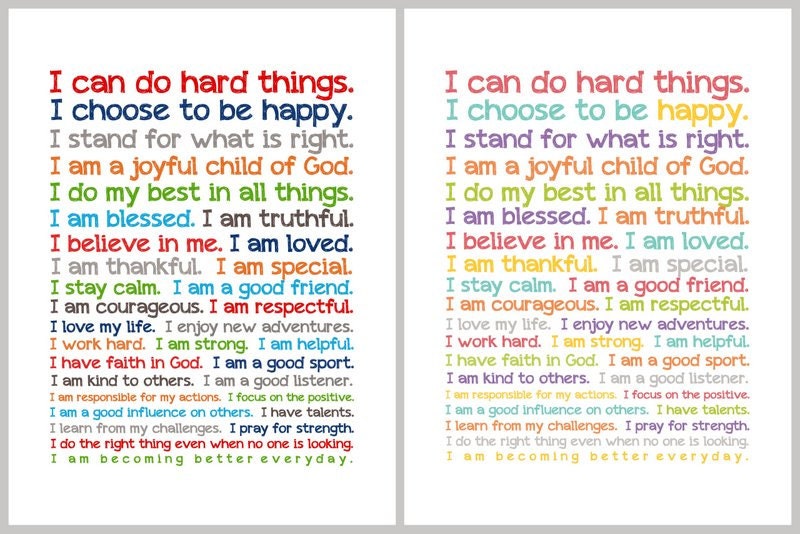 Empowering Statements for Children of all ages - Instant Download