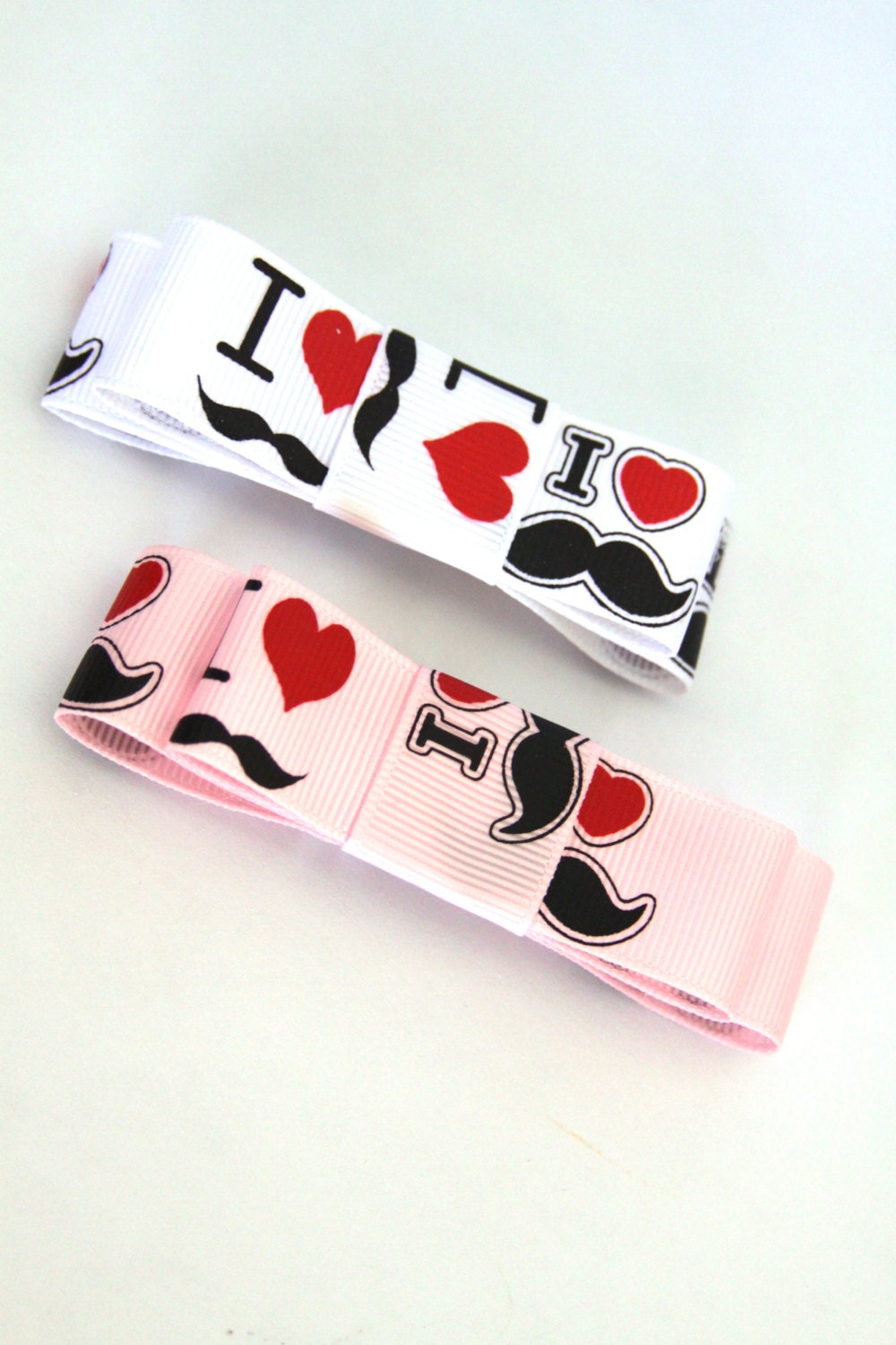 Mustache Barrettes, Geek Barrettes, I Love Mustaches, Ribbon Hair Clips, Geeky Hair Bow