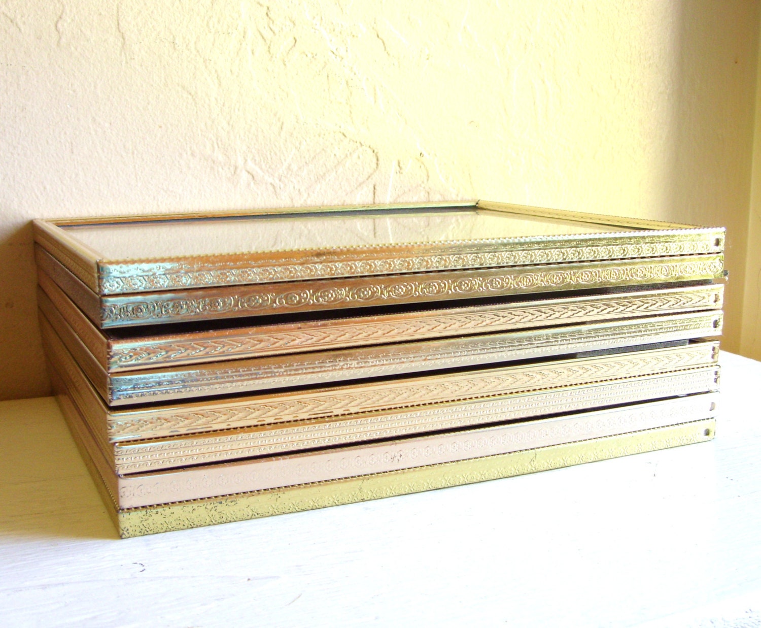 Set of 8x10 Vintage Gold Brass Metal Picture Frames 8 Eight