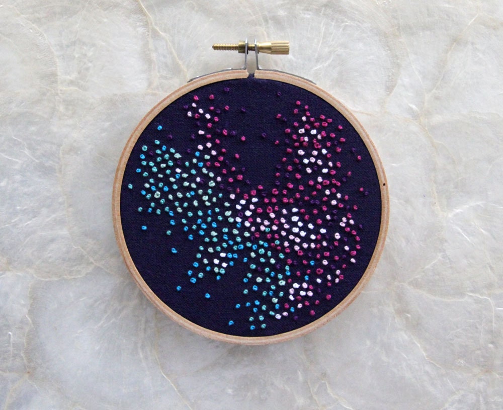 galaxy embroidery hoop art stars celestial cosmos astrology astronomy linen fabric hoop small 4" round pink mint teal navy letterhappy etsy