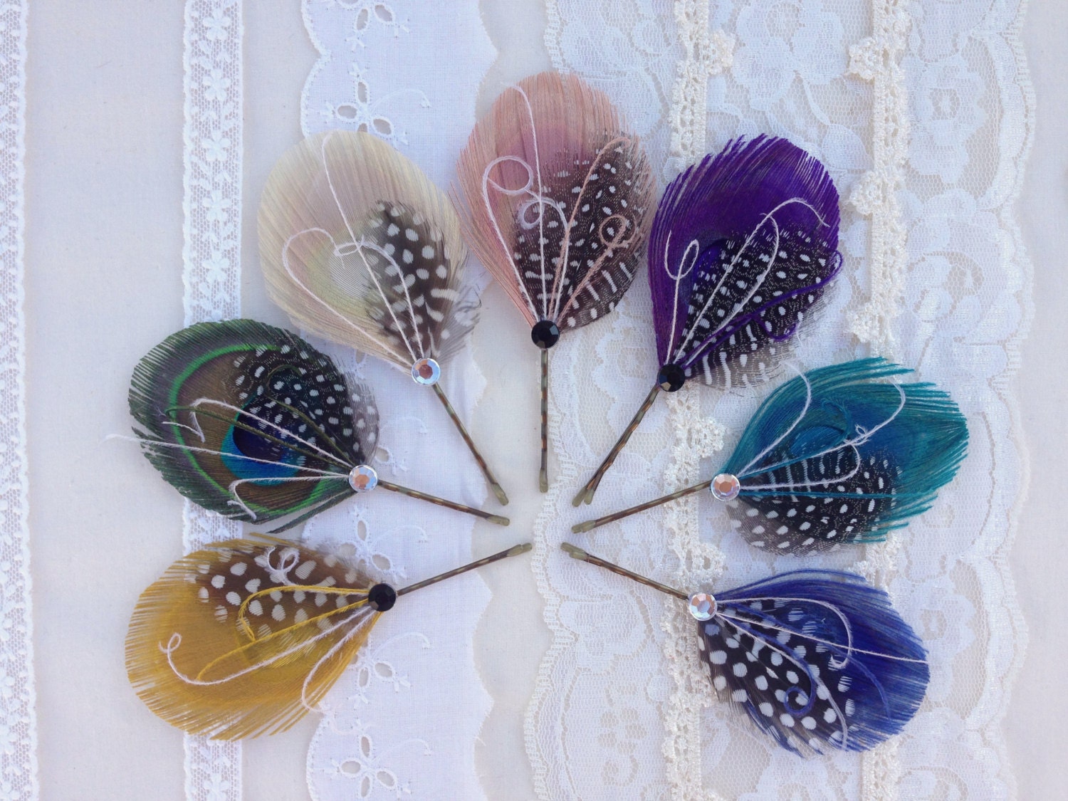 Bridesmaid Hairpieces - Set of 5 - Feather Hair Pins TUXEDO Series, Hair Pins for Bridesmaids, Bridesmaid Gift, black
