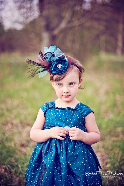 Peacock Mini Top Hat Vintage Styles Fascinator - Clip or Headband- Photography Prop