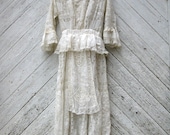 Victorian Prairie Gown with Peplum and Handmade Irish Lace Size Small