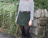 Moss Green Corduroy  Mini Skirt Medium Prep 80s
