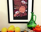 Funtime Hippo Bucket Art Print -- 11x17 - Free Shipping