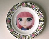 Blythe Doll Vintage Plate Altered Art