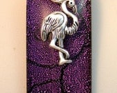Wire Wrapped Handmade Flamingo Pendant, Dichroic Glass, Crystals, Nature, Birds