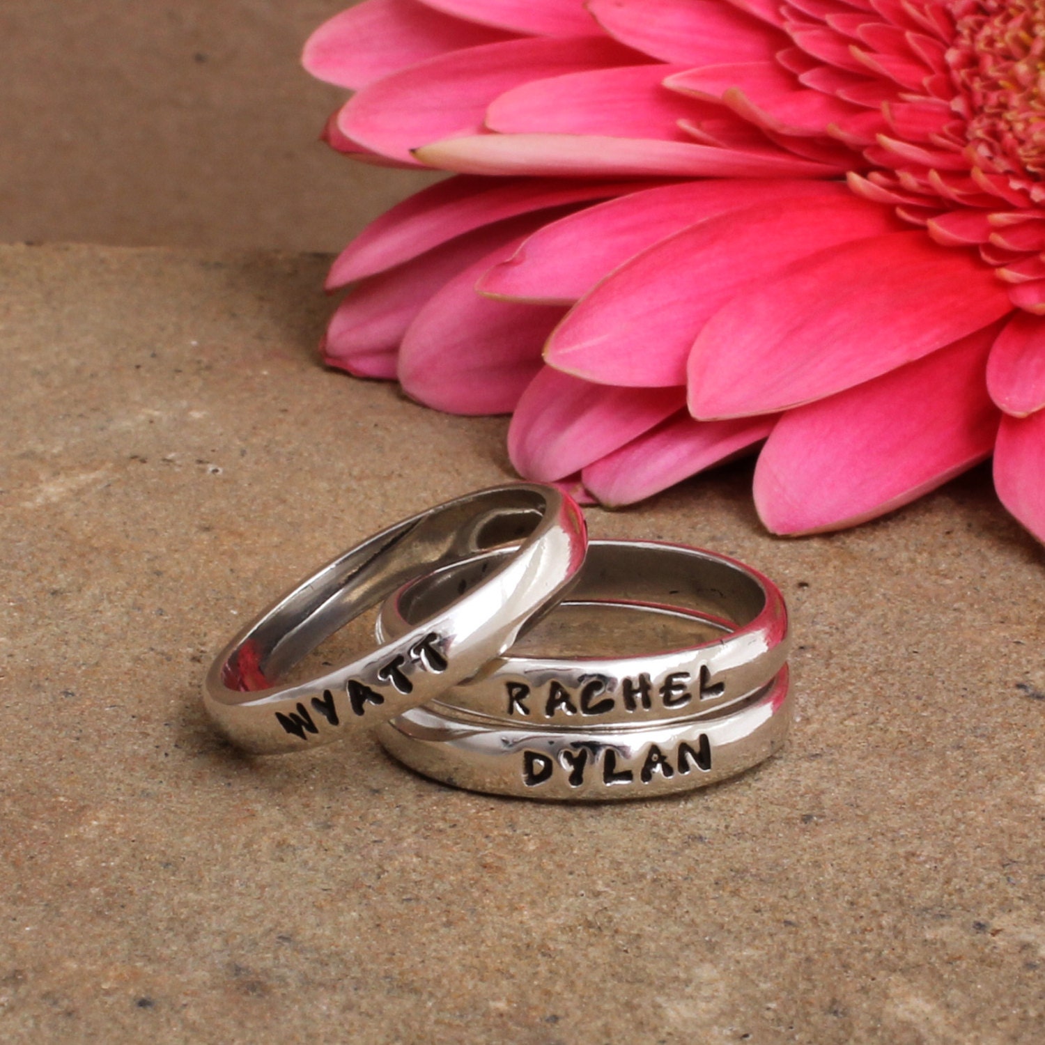 Stamped Sterling Silver Name Ring
