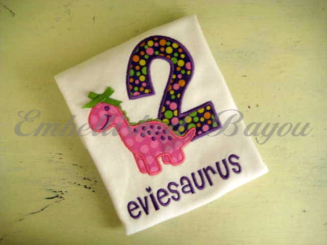 Personalized Appliqued Dinosaur Birthday T-shirt for Boys or Girls