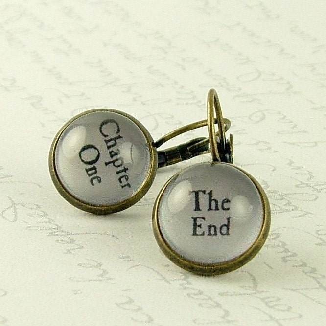 Book Earrings - Chapter One and The End - Literary Jewelry - Writer Gift - Bibliophile