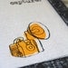 CUSTOM LISTING - for joshwheel - Linocut print / Screenprint - FRAMED 5" x 7" capture camera fabric print - yellow