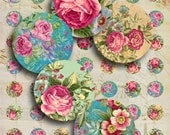 ROSES - 18mm and 20mm Printable round images Digital Collage Sheet for glass pendants cabochons earring findings cufflinks bracelets bezels