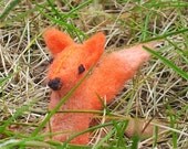 Tiny Fox -  lovable, collectible miniature felt plush by Moss Mountain for doll houses, terrariums, or pocket pets