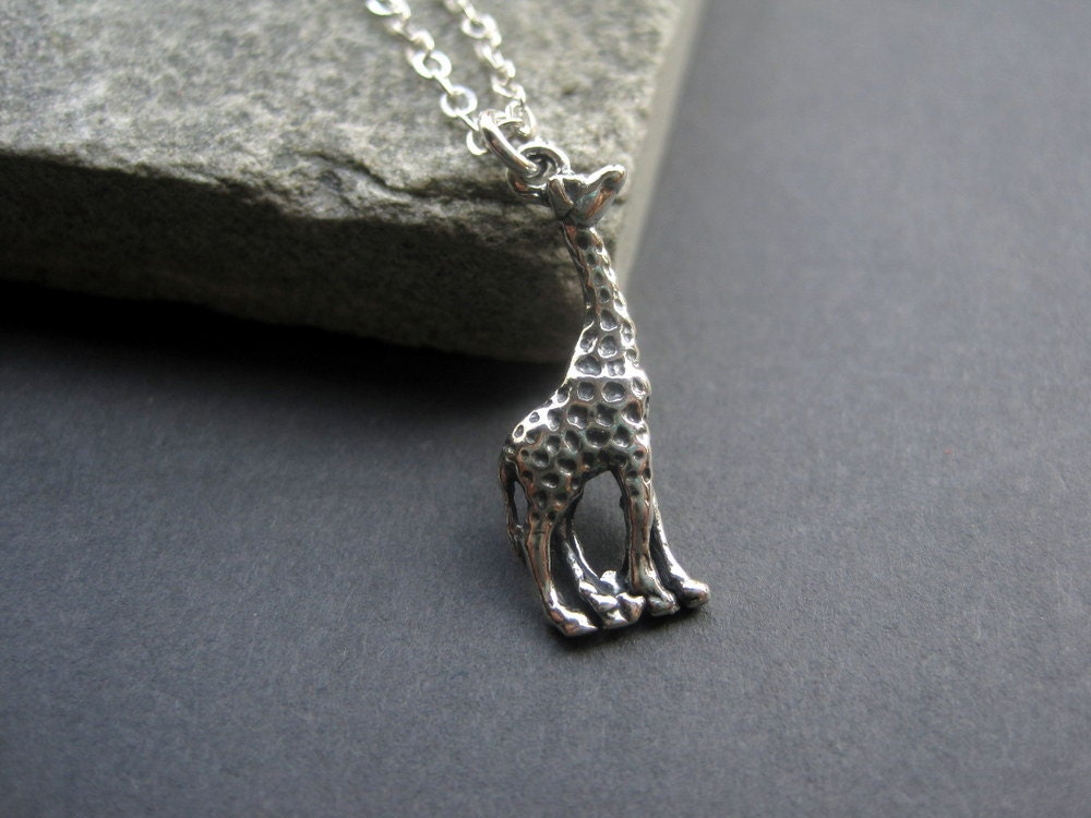 Sterling Silver Giraffe Necklace -  Giraffe Necklace - Animal Necklace - Animal Jewelry - Safari Jewelry