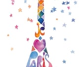 Watercolor Eiffel Tower Art Print/Paris Illustration Home Decor/French Poster Kids Wall Art