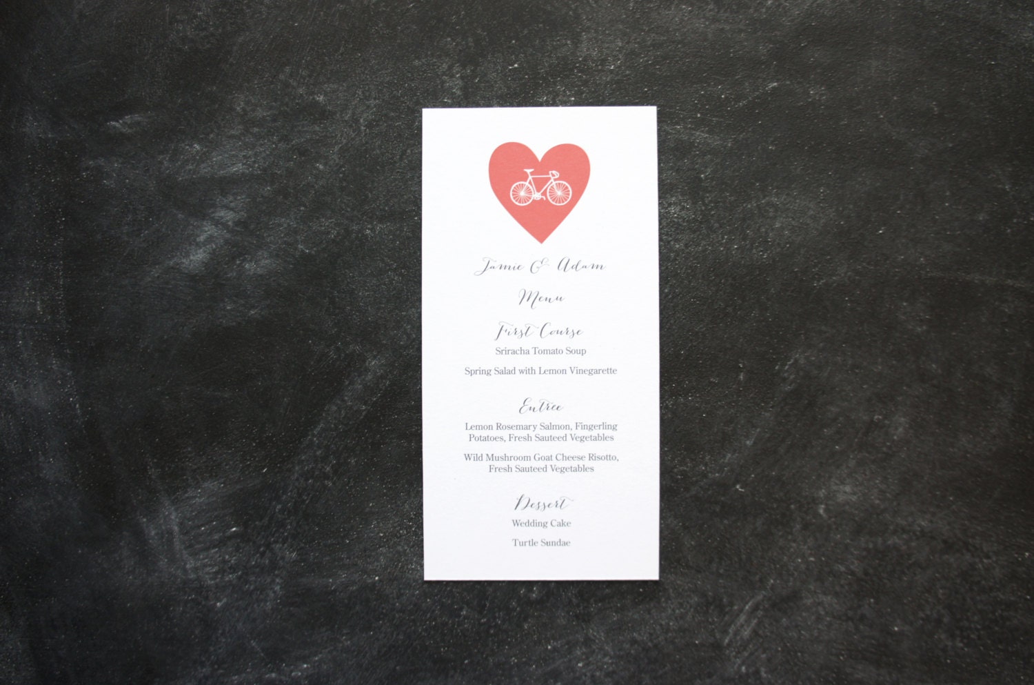 Bikes Wedding Reception Card/Menu/Program - DEPOSIT